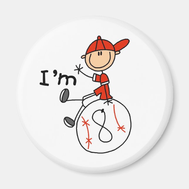 Aimant Baseball garçons j'ai 8 ans (Devant)