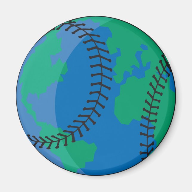 Aimant baseball mondial terre globe (Devant)