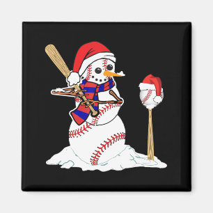 Aimant Baseball Noël Snowman Jouer Baseball
