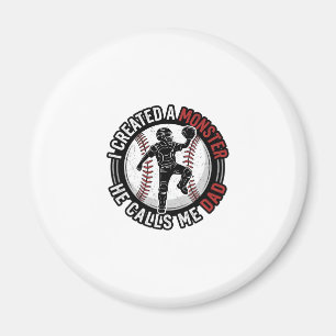 Aimant Baseball Papa Monstre Vintage Catcher Conception d