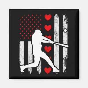 Aimant Baseball silhouette cœur drapeau usa coeurs améric