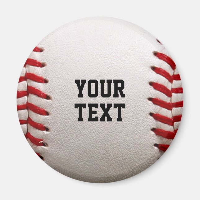Aimant Baseball Softball Couture de Texte Personnalisé (Devant)