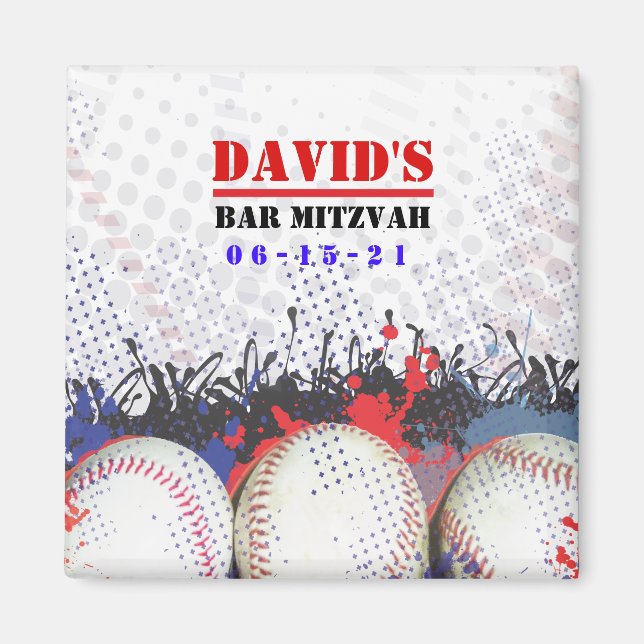 Aimant BASEBALL SPLATTER Bar Mitzvah Enregistrer l'aimant (Devant)