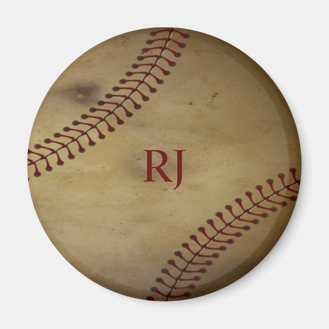 Aimant Baseball vintage avec Monogramme (Devant)
