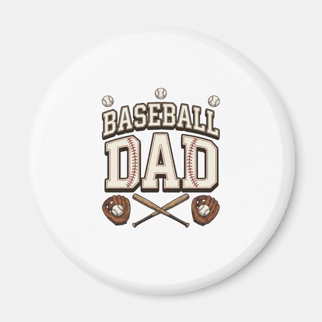 Aimant Baseball Vintage Papa Fête des Pères (Devant)