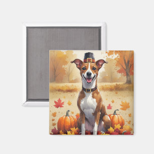 Aimant Basenji L'Automne Laisse L'Art Thanksgiving