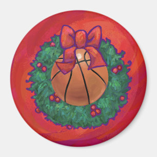 Aimant Basket-ball à l'intérieur de la couronne de Noël