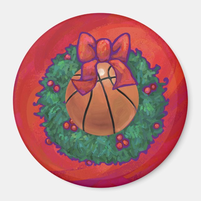 Aimant Basket-ball à l'intérieur de la couronne de Noël (Devant)