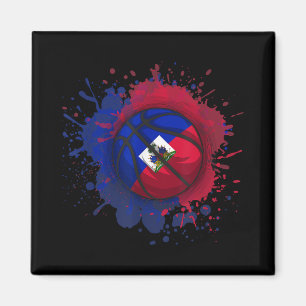 Aimant Basket-ball avec drapeau d'Haïti