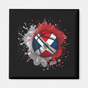 Aimant Basket-ball avec drapeau République Dominicaine
