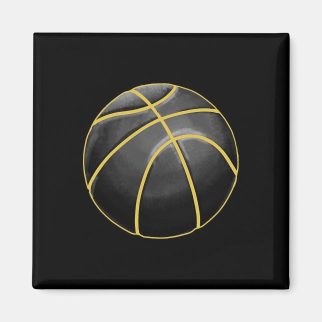 Aimant Basket-ball Illustration Black Gold Ball Design St (Devant)