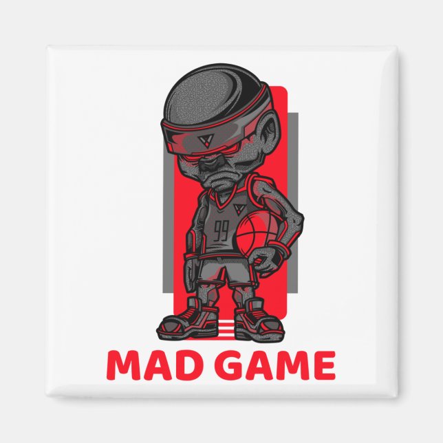 Aimant Basket-Ball Made Jeu Rouge Et Gris (Devant)