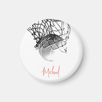 Aimant Basket-ball noir et blanc & Net Votre nom