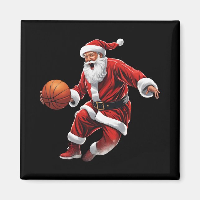 Aimant Basket-ball Père Noël Slam Dunk Vilain Noël (Devant)