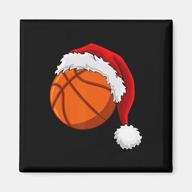 Aimant Basket de Noël Ball Santa Hat Hommes garçons Sport (Devant)
