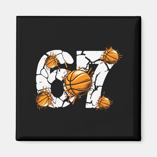 Aimant Basketball 67 Six Seven 6 7 Kids Funny Gen Alpha M (Devant)