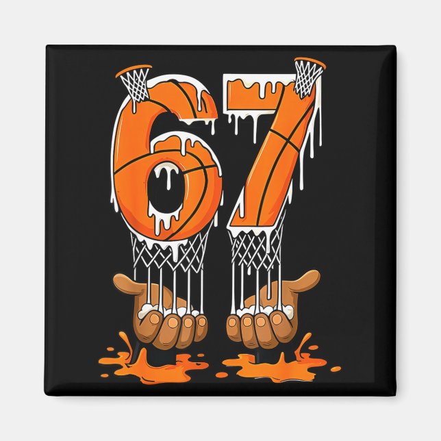 Aimant Basketball 67 Six Seven Drôle Gen Alpha Meme Drip  (Devant)