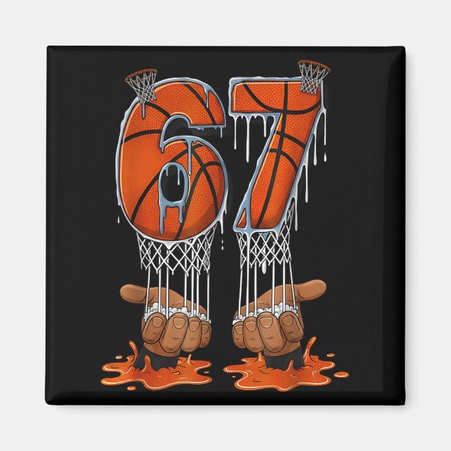 Aimant Basketball 67 Six Seven Funny Gen Alpha Meme Drip  (Devant)