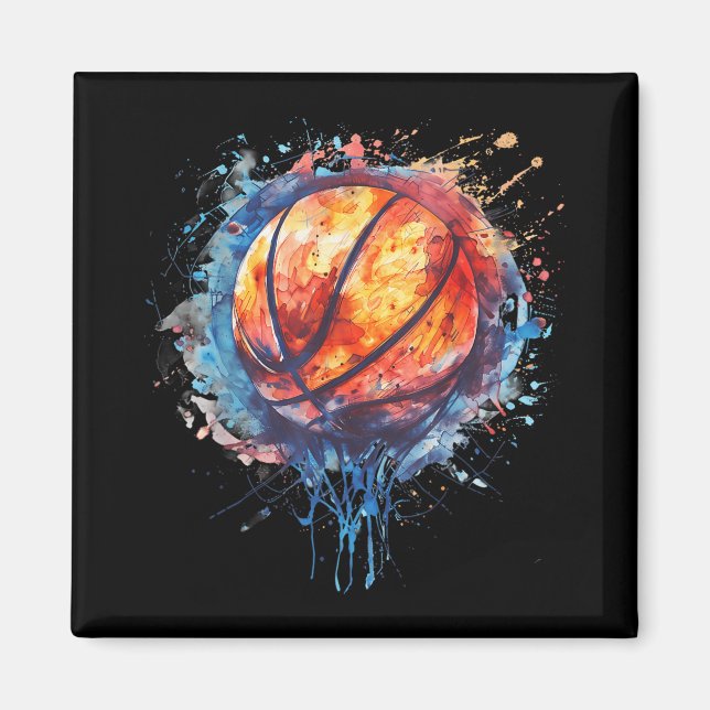 Aimant Basketball Aquarelle Artework Basketball Hop Colo (Devant)