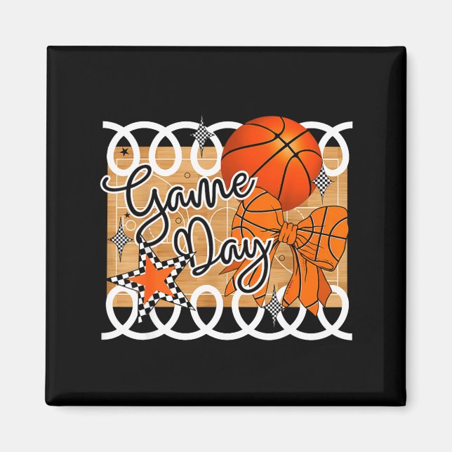 Aimant Basketball Coquette Bow Game Day Women Girl  (Devant)
