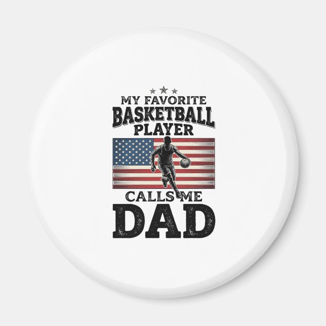 Aimant Basketball Dad Patriotic Vintage Engraving T-Shirt (Devant)