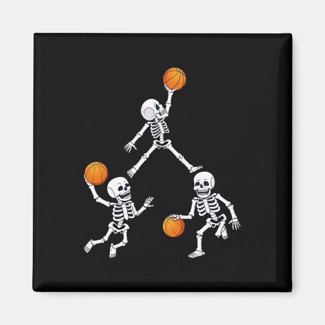 Aimant Basketball Halloween Skeleton Dunking Dribble Boys (Devant)