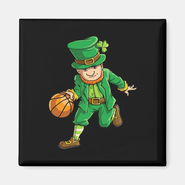 Aimant Basketball Leprechaun Jour de la Saint Patrick Gar (Devant)
