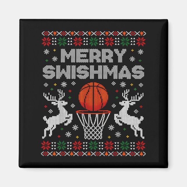 Aimant Basketball Noël Sweat Ugly Merry Swishmas M (Devant)