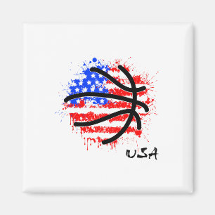 Aimant Basketball Patriotique 4 Juillet Hommes Usa Améric
