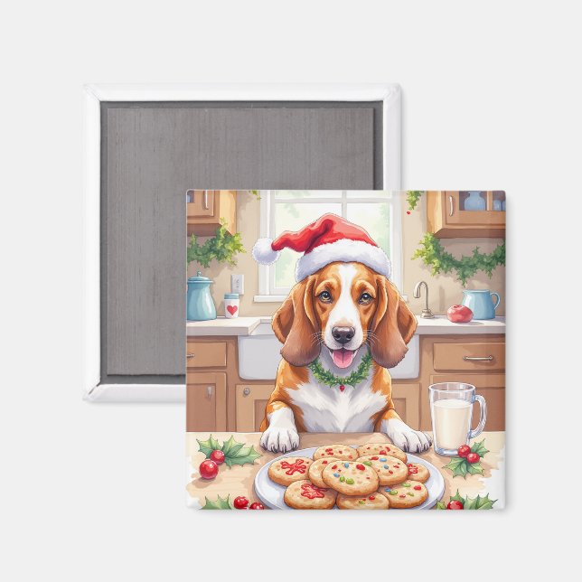 Aimant Basset Hound Adorable qui Chiper des Cookies de No (Recto/Verso)