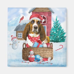 Aimant Basset Hound Chien dans la neige Maison de Chien d