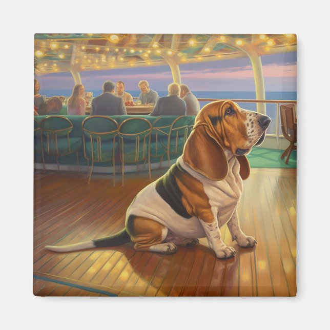 Aimant Basset Hound Christmas Cruise : Pawsome Holiday (Devant)