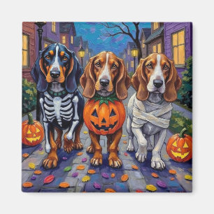 Aimant Basset Hound Dogs Trick-or-Treating en Halloween