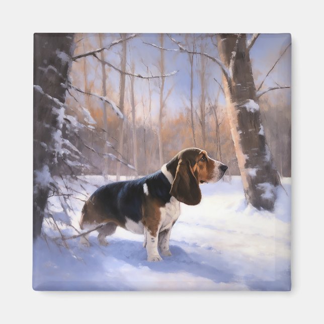 Aimant Basset Hound Laisser neiger Noël (Devant)