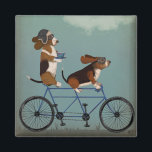 Aimant Basset Hound Tandem<br><div class="desc">Basset Hound Tandem par Fabfunky. Comprend des basset hounds chevauchant un vélo dans un style fantasque et steampunk. | 192024D</div>
