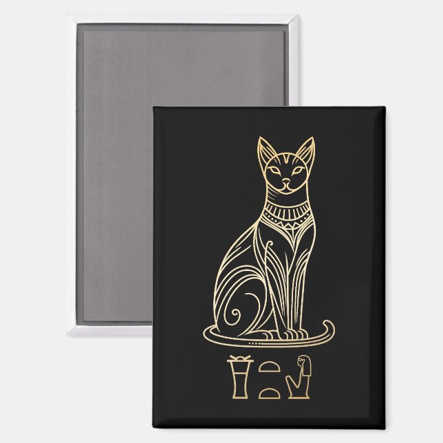 Aimant Bastet, déesse égyptienne des chats. Nom dans les  (Recto/Verso)