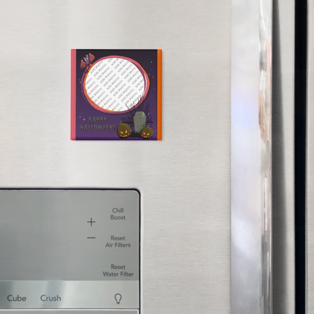 Aimant Bat, Jack o' Lanterns, Tombstone, Ajouter Un Cadre (In situ (réfrigérateur))