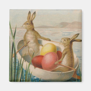 Aimant Bateau à oeufs colorés lapin de Pâques