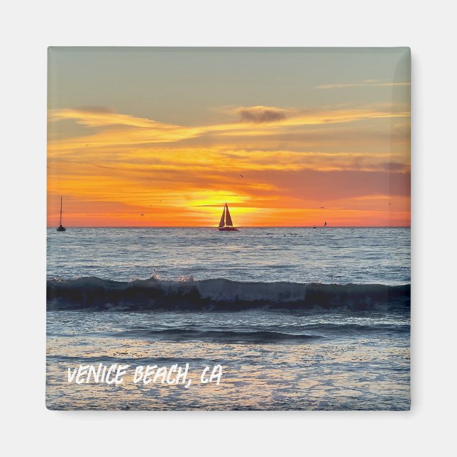 Aimant Bateau à Sunset - Venice Beach, CA (Devant)
