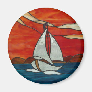 Aimant Bateau à voile au coucher du soleil Design d'art e