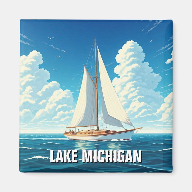 Aimant Bateau à voile du lac Michigan (Devant)