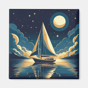 Aimant Bateau à voile la nuit