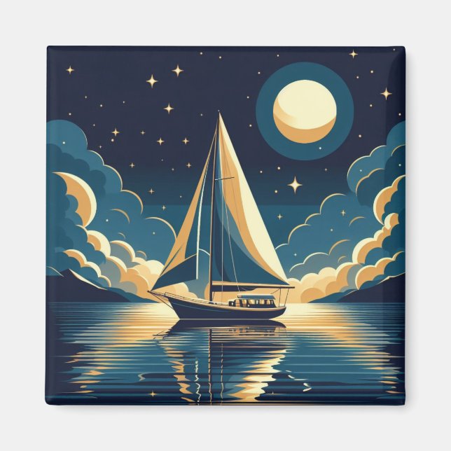 Aimant Bateau à voile la nuit (Devant)