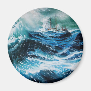 Aimant Bateau dans la mer dans la tempête