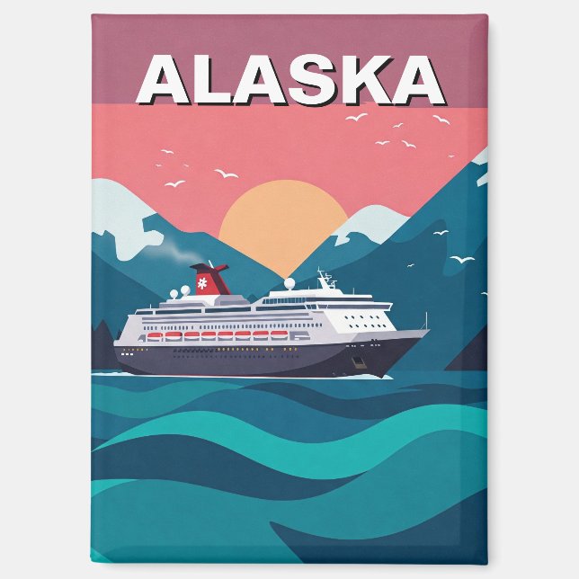 Aimant Bateau de croisière en Alaska Travel Abstrait (Recto)