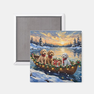 Aimant Bateau de Noël de Caniche Fêtes
