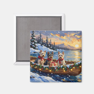 Aimant Bateau de Noël de Terrier de Skye pour les Fêtes