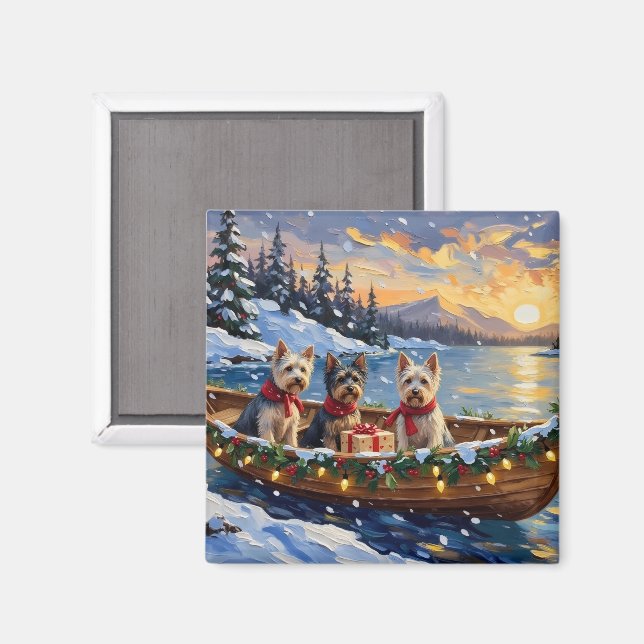 Aimant Bateau de Noël de Terrier de Skye pour les Fêtes (Recto/Verso)