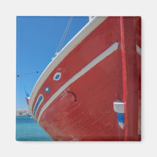 Aimant Bateau De Pêche Dans Le Port De Mykonos En Cyclade