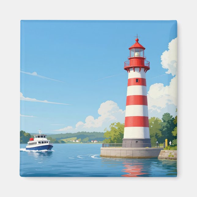 Aimant Bateau près d'un phare (Devant)